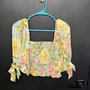 Express Yellow and Pink Floral Blouse